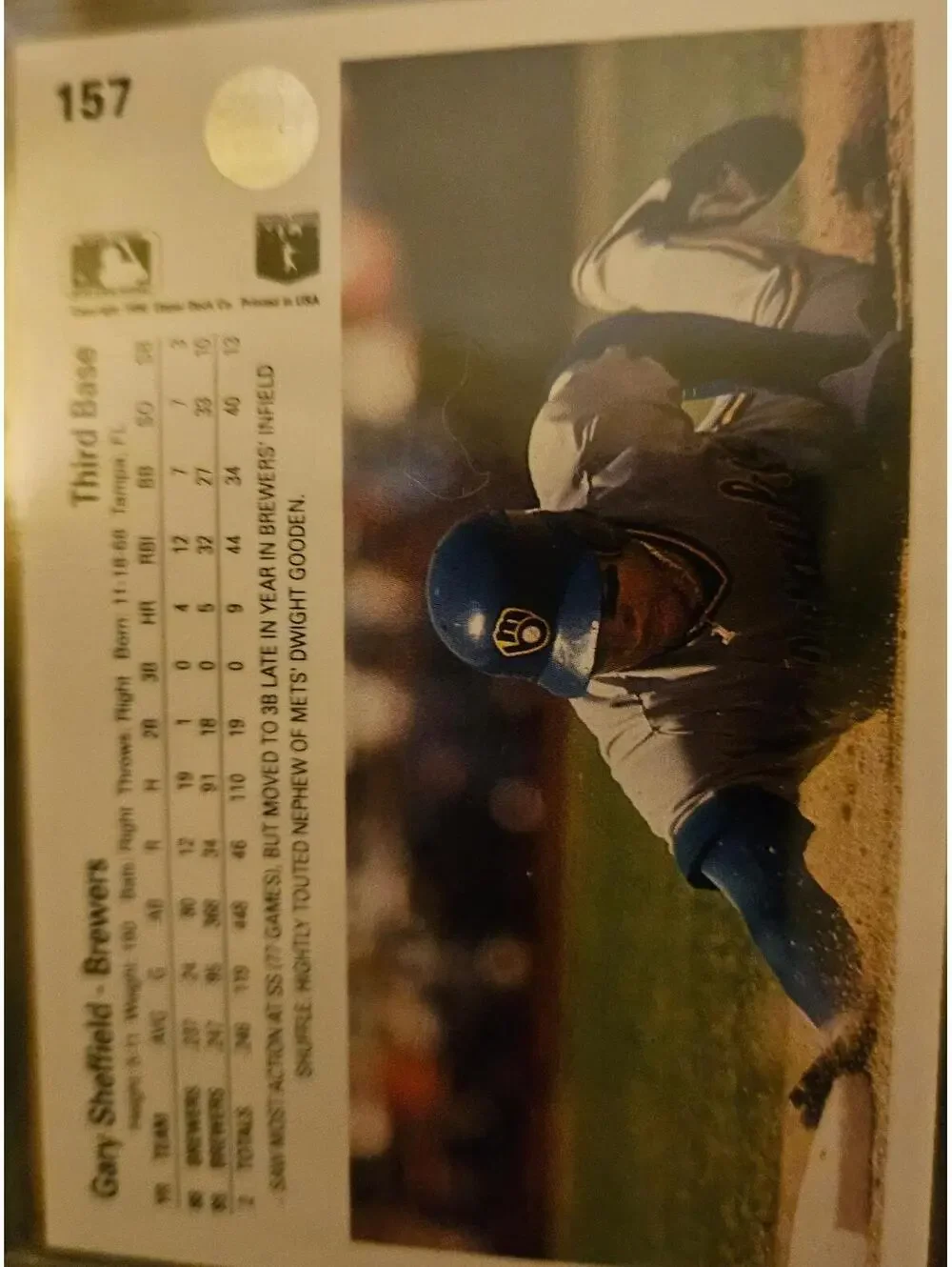 Gary Sheffield - 1990 Upper Deck Brewers Baseball Card  #157